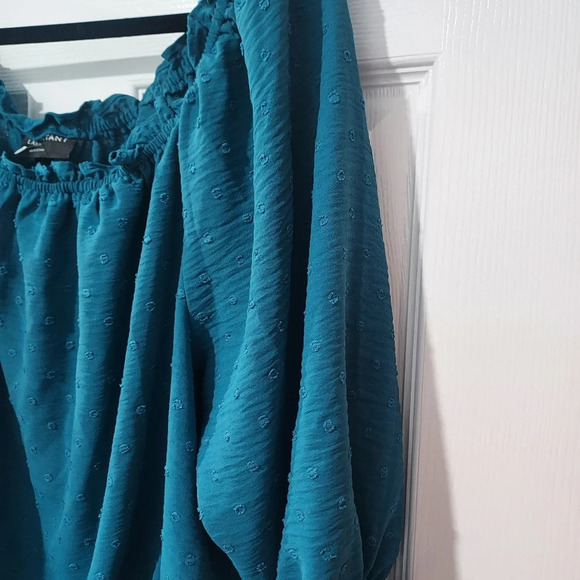 NWOT Lane Bryant Ink Blue 3/4 Sleeve Off The Shoulder Control Blouse Size 18/20 - Picture 6 of 9
